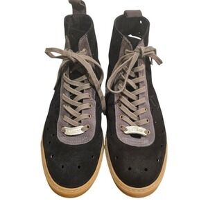 John Galliano High Top Sneakers Men's Sz 11/ 44EU Black Suede Perforated Lace Up